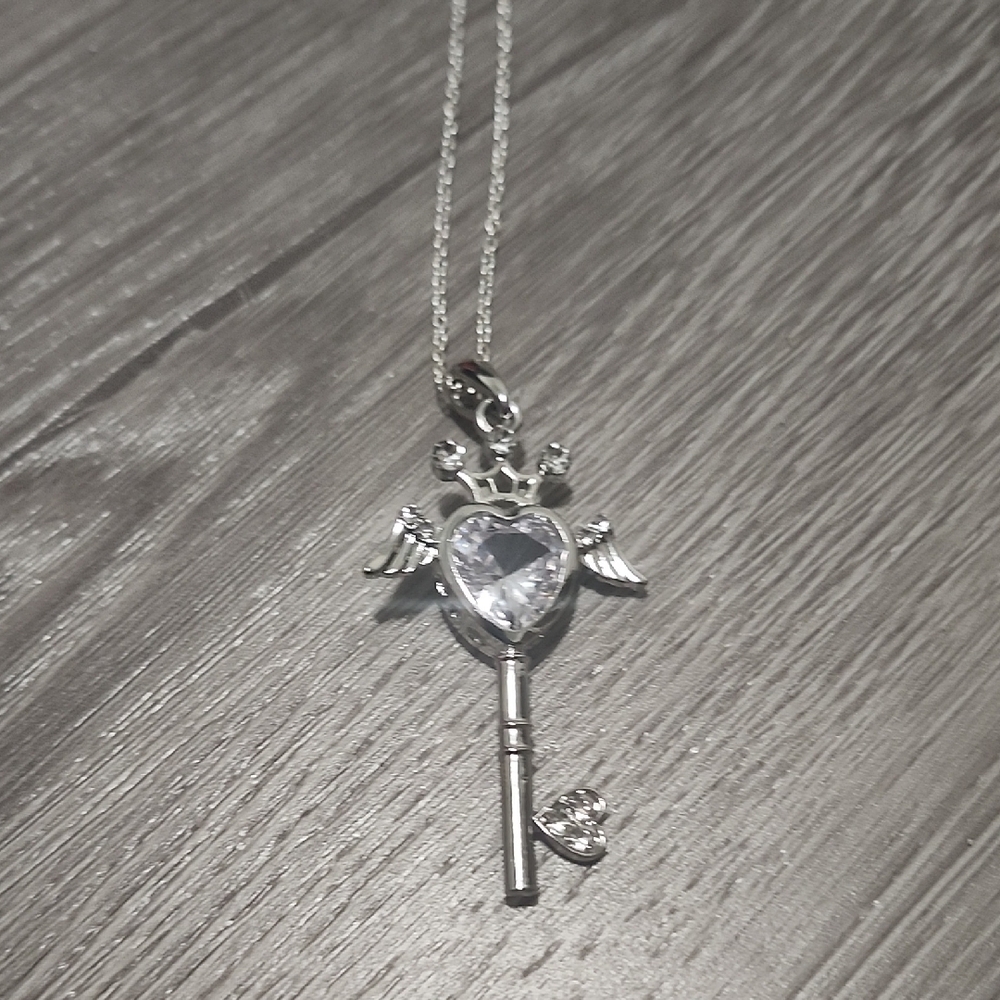 Handcrafted Celestial Heart Key Necklace - Picture 3 of 6